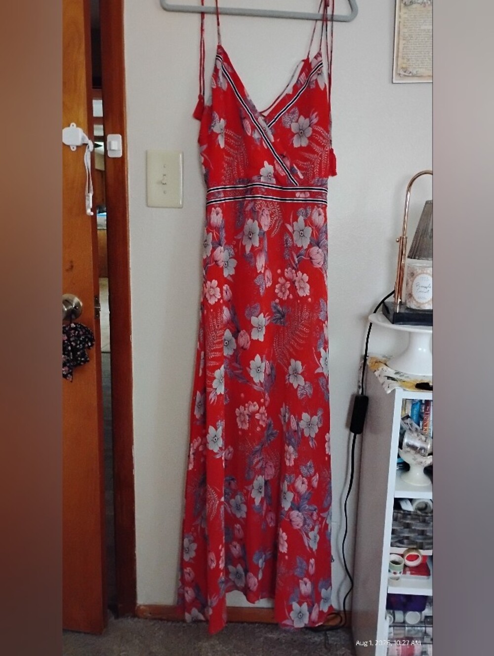 Boho Flowy Red Floral Dress
